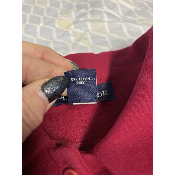 ANN TAYLOR Wool Blazer Size 6 Pants 8 Suit Set Womens Magenta Pink Career Lined - Picture 5 of 16